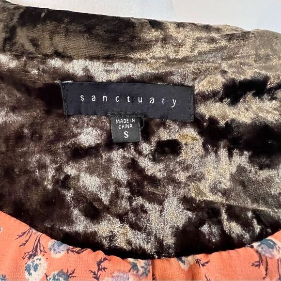 Sanctuary Blazer Velvet Size Small Moss Green Long Sleeve Button Front - Picture 9 of 10